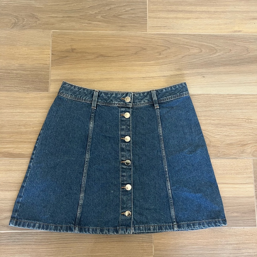 Denim Button-Front Skirt